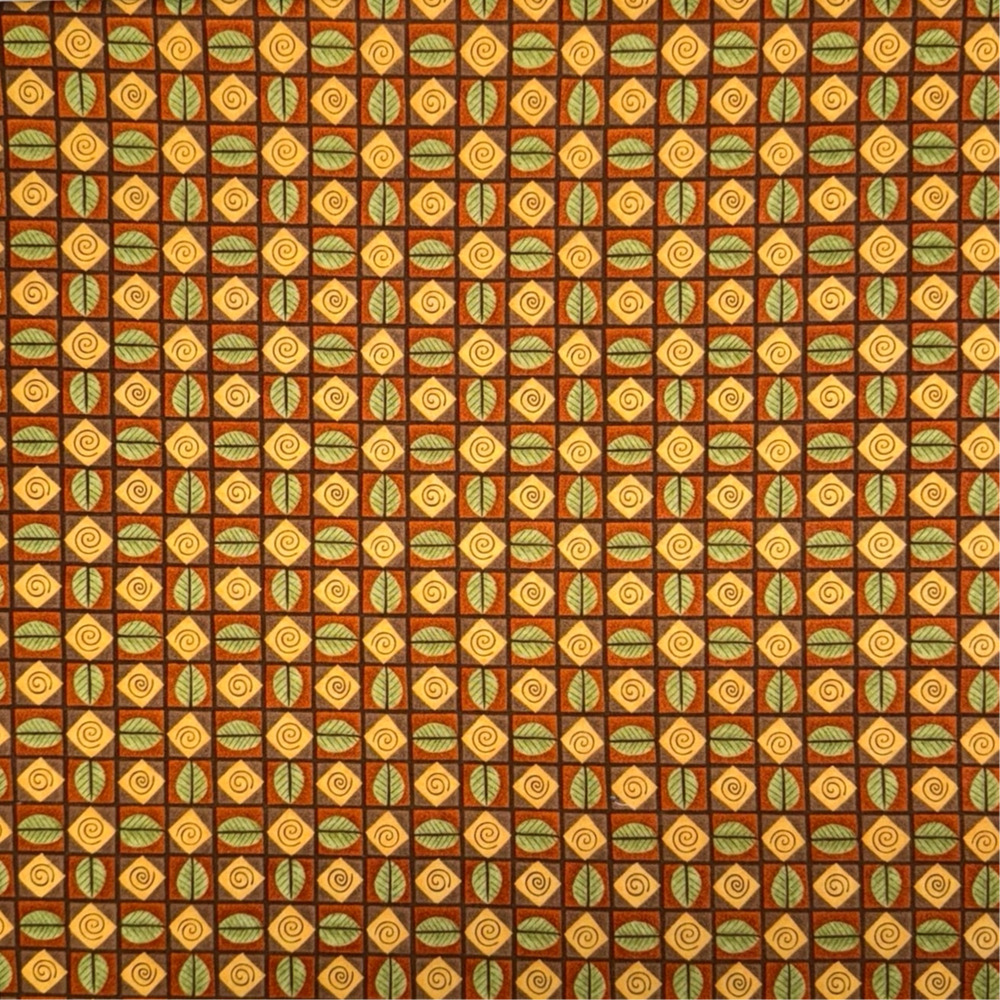 Vintage Geometric Squares, Leaves & Swirls by Debbie Mumm for Joann - 7/8 Yard